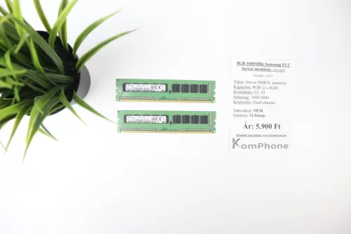 8GB (2x4) 1600 MHz Samsung ECC Server memória garanciával hibátlan működéssel - használt
