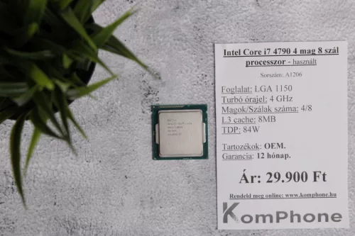 Intel Core i7 4790 4 mag 8 szál processzor  garanciával hibátlan működéssel - használt