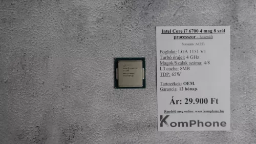 Intel Core i7 6700 4 mag 8 szál processzor garanciával hibátlan működéssel - használt