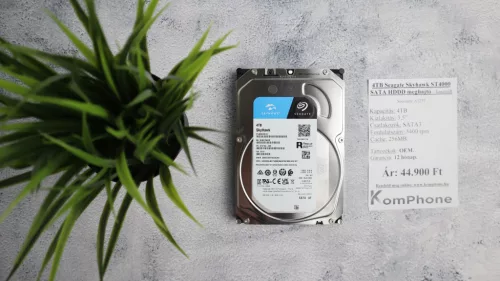 4TB Seagate Skyhawk ST4000 SATA HDD meghajtó garanciával hibátlan működéssel - használt