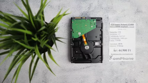 4TB Seagate Skyhawk ST4000 SATA HDD meghajtó garanciával hibátlan működéssel - használt