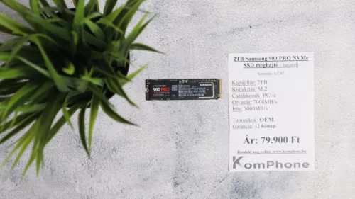 2TB Samsung 980 PRO NVMe SSD meghajtó garanciával hibátlan működéssel - használt