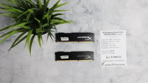 8GB Kingston HyperX Fury 1866Mhz DDR3 memória garanciával hibátlan működéssel - használt