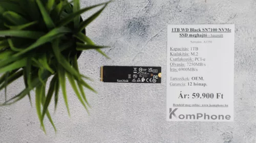 1TB WD Black SN7100 NVMe SSD meghajtó garanciával hibátlan működéssel - használt