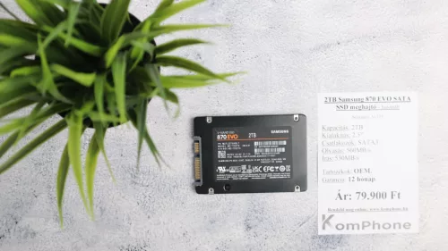 2TB Samsung 870 EVO SATA SSD meghajtó garanciával hibátlan működéssel - használt