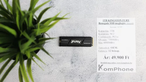 1TB KINGSTON FURY Renegade SSD meghajtó garanciával hibátlan működéssel - használt