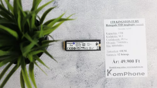 1TB KINGSTON FURY Renegade SSD meghajtó garanciával hibátlan működéssel - használt