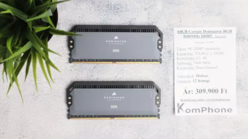 64GB Corsair Dominator RGB 5600MHz DDR5 memória garanciával hibátlan működéssel - használt
