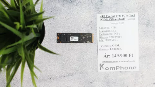 4TB Crucial T700 PCIe Gen5 NVMe SSD meghajtó garanciával hibátlan működéssel - használt