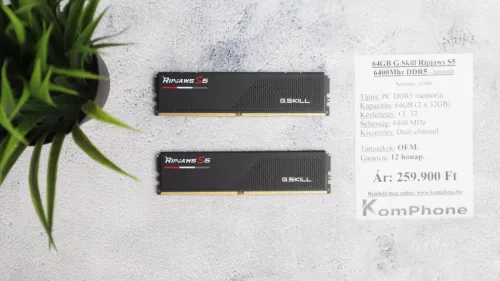 64GB G.Skill Ripjaws S5 6400Mhz DDR5 memória garanciával hibátlan működéssel - használt