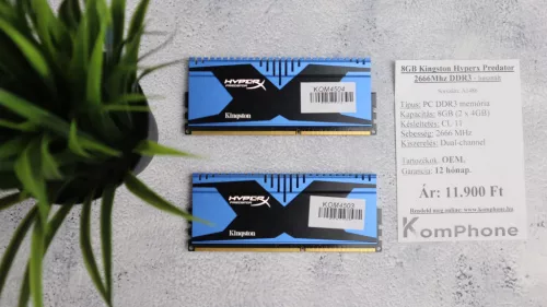 8GB Kingston Hyperx Predator 2666Mhz DDR3 memória garanciával hibátlan működéssel - használt
