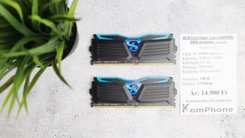 8GB Geil Super Luce 2400MHz DDR4 memória garanciával hibátlan működéssel - használt