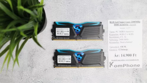 8GB Geil Super Luce 2400MHz DDR4 memória garanciával hibátlan működéssel - használt