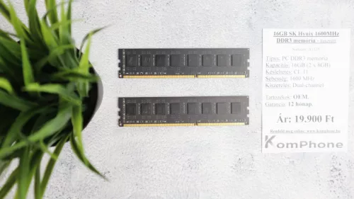 16GB SK Hynix 1600MHz DDR3 memória garanciával hibátlan működéssel - használt