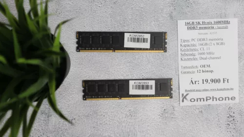 16GB SK Hynix 1600MHz DDR3 memória garanciával hibátlan működéssel - használt